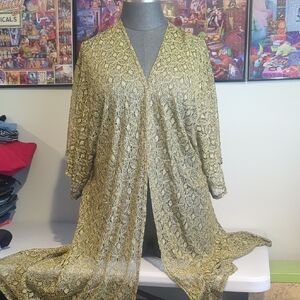 Chic Gold Lace Open Cardigan